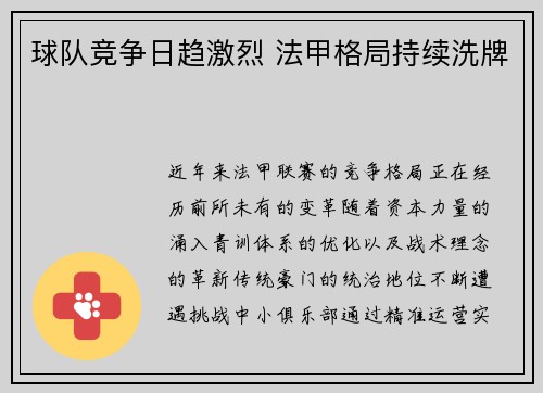 球队竞争日趋激烈 法甲格局持续洗牌