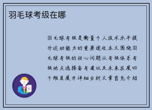 羽毛球考级在哪